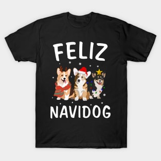 Feliz Navidog Corgi reindeer Light Christmas Lover Gift T-Shirt